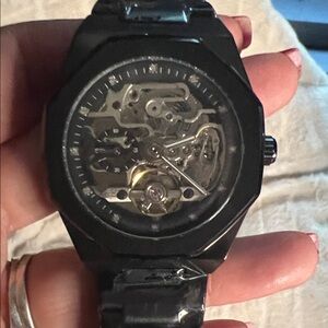 Sunborn Black Skeleton Dial Watch - NWT